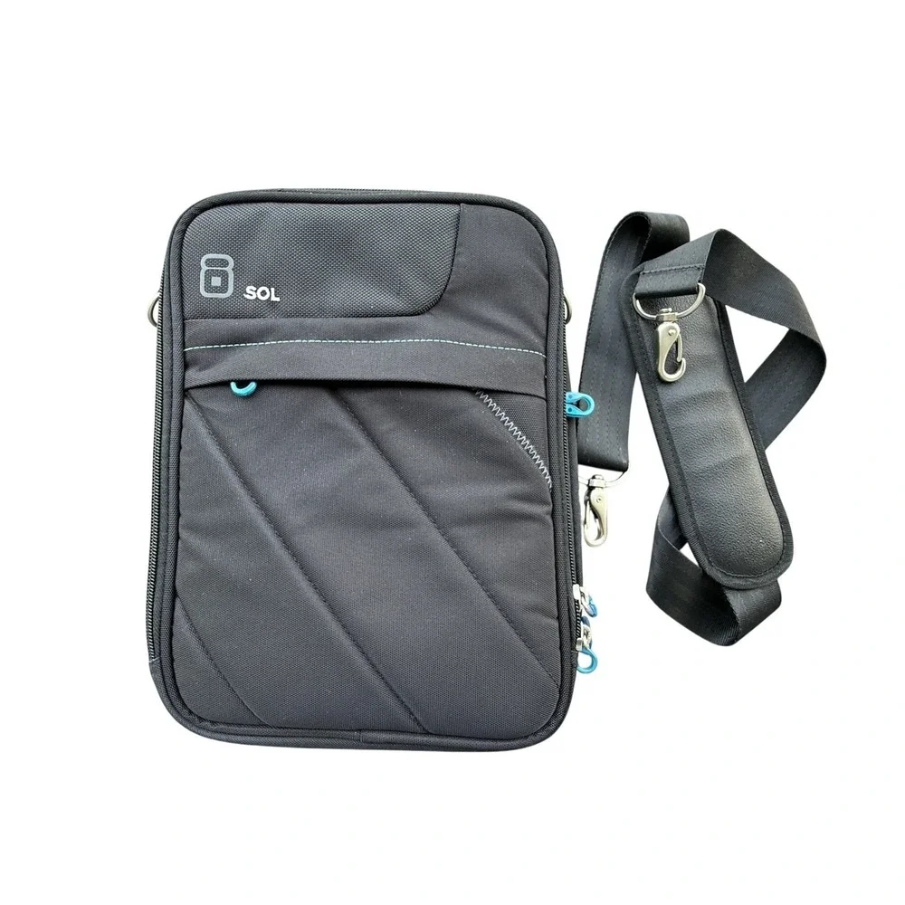 SOL Computer iPad / Tablet Shoulder‎ Messenger Bag Portfolio Case Black Nylon